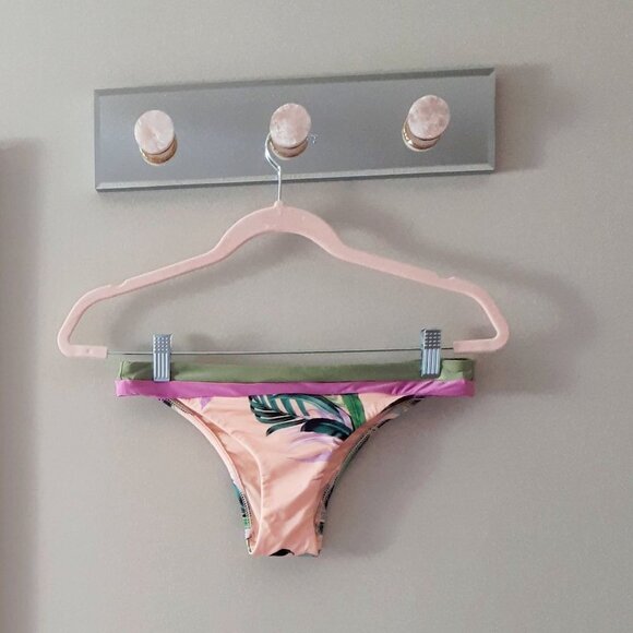 NWT Seafolly peach tropical print cheeky Brazilian cut bikini bottom, 6 - Picture 7 of 8